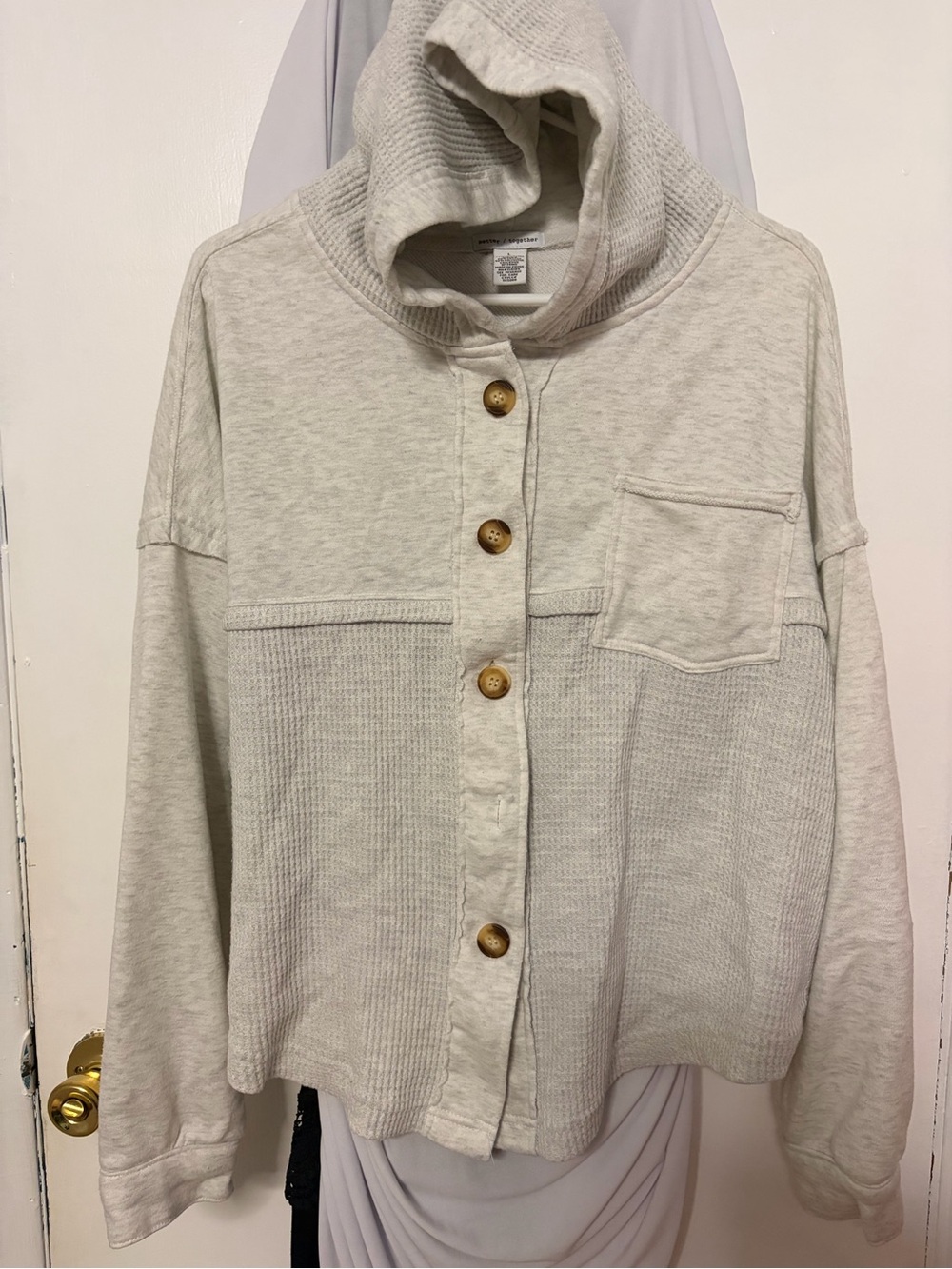Women’s Cream Hooded Button-Front Cardigan